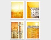 SET of any FOUR 7x10" illustrations - Fine art illustration prints - art prints,Yellow,Art Posters,Paris art,Paris decor,Wall art,wall decor