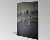 PARIS painting - Montmartre rooftops - ORIGINAL acrylic painting on canvas board,Art,Ready to hang,Gold,silver,black,Paris decor,French art