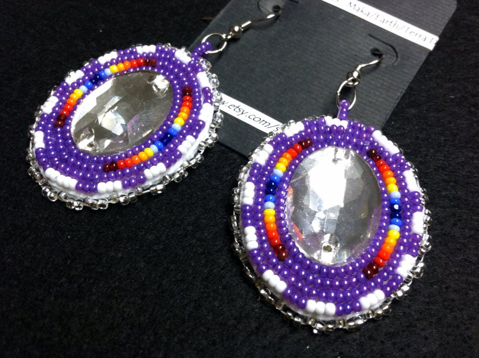 Native American Beaded earrings purple