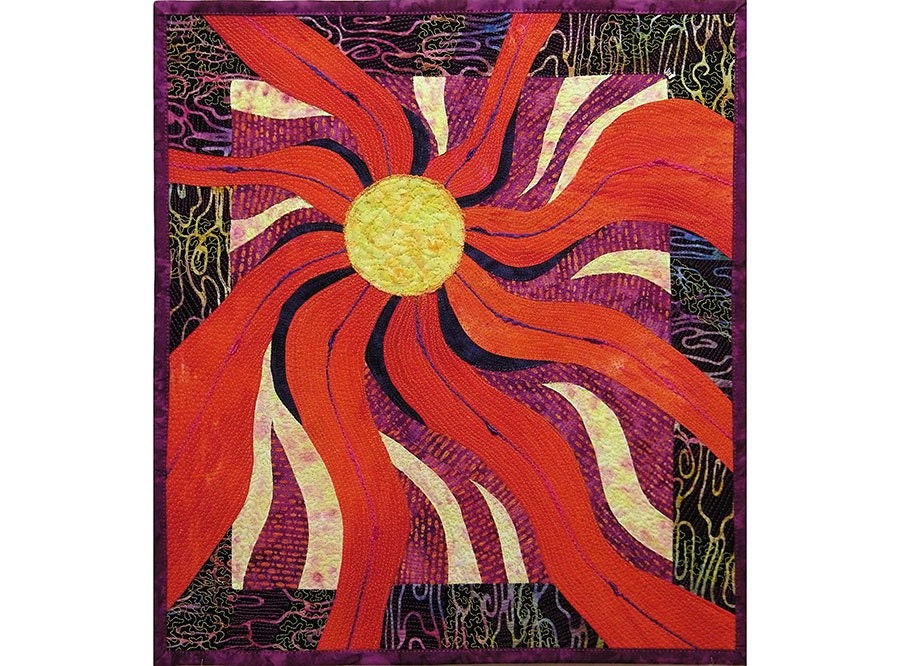 Fiber Art Wall Hanging  Home Decor  Solar Flare Quilt Hanging