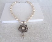 Bridal necklace  ivory pearl handmade wedding necklace wedding jewelry bridesmaid gifts