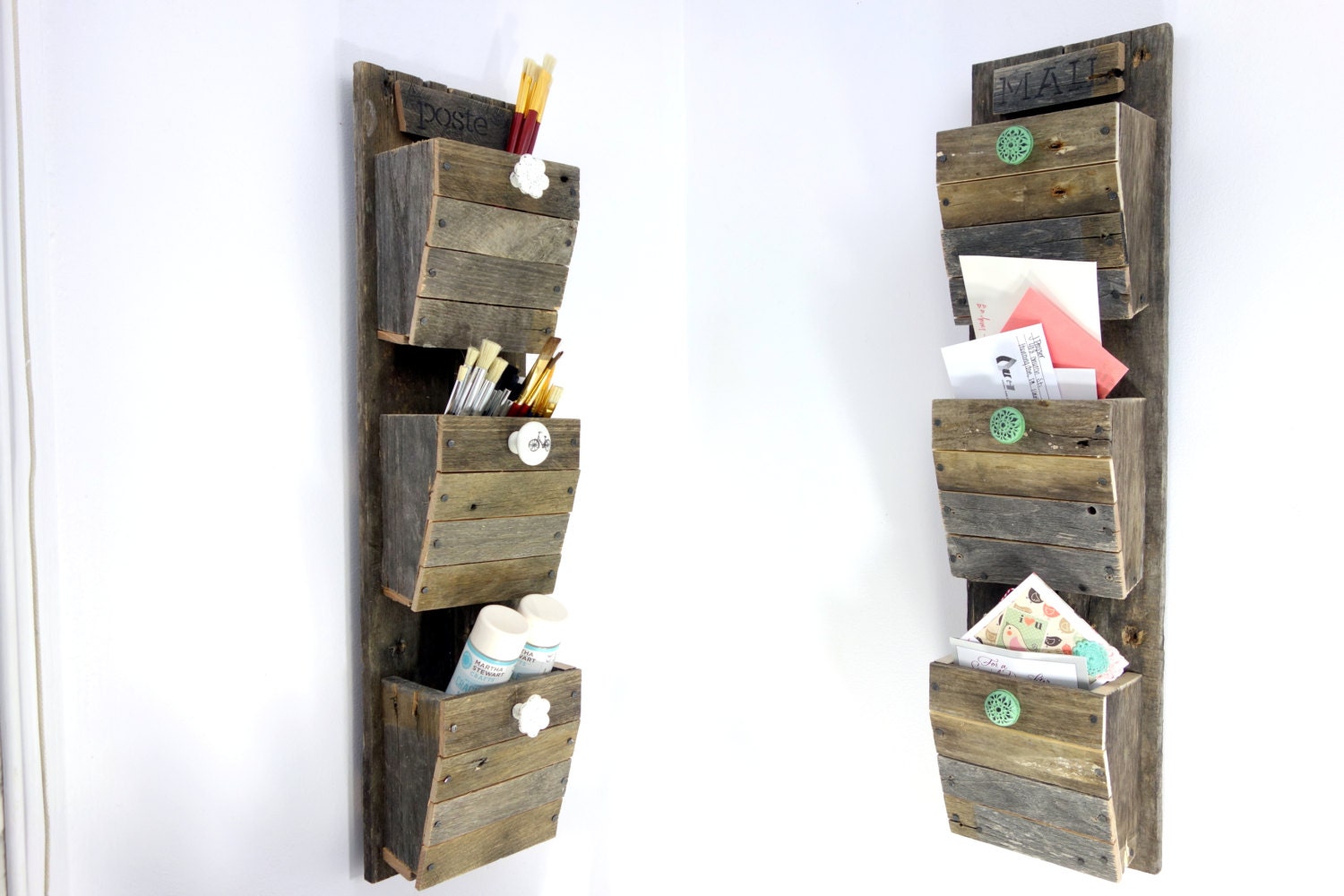 RESERVED For Michelle- Custom Reclaimed Wood Craft Organizer - Handmade Rustic 4 Bin Mail Sorter -