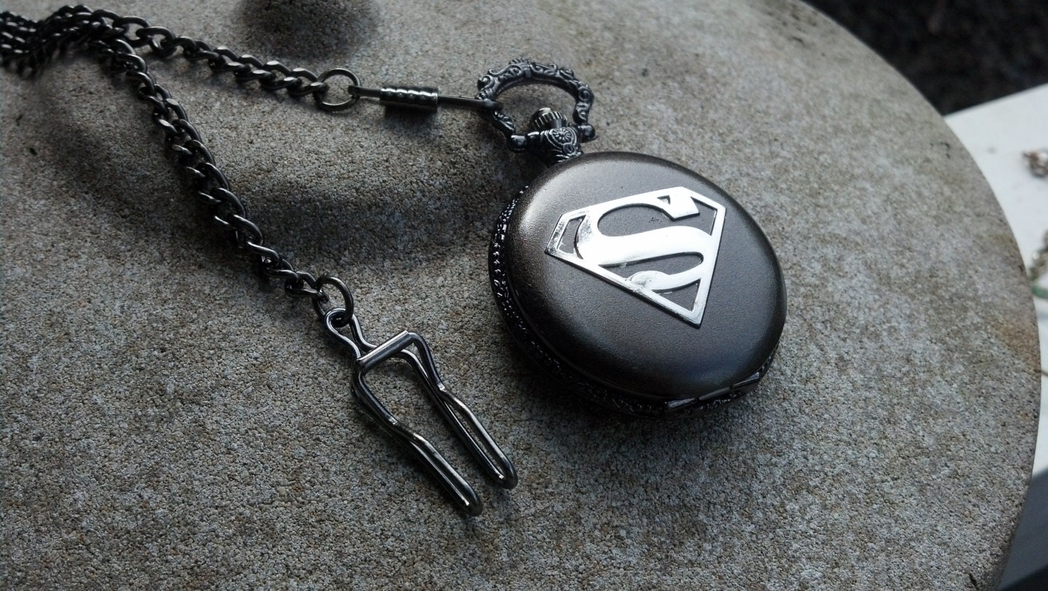 Unique Black Superman Pocket Watch Free shipping to celebrate the begining of the Comic Con Season