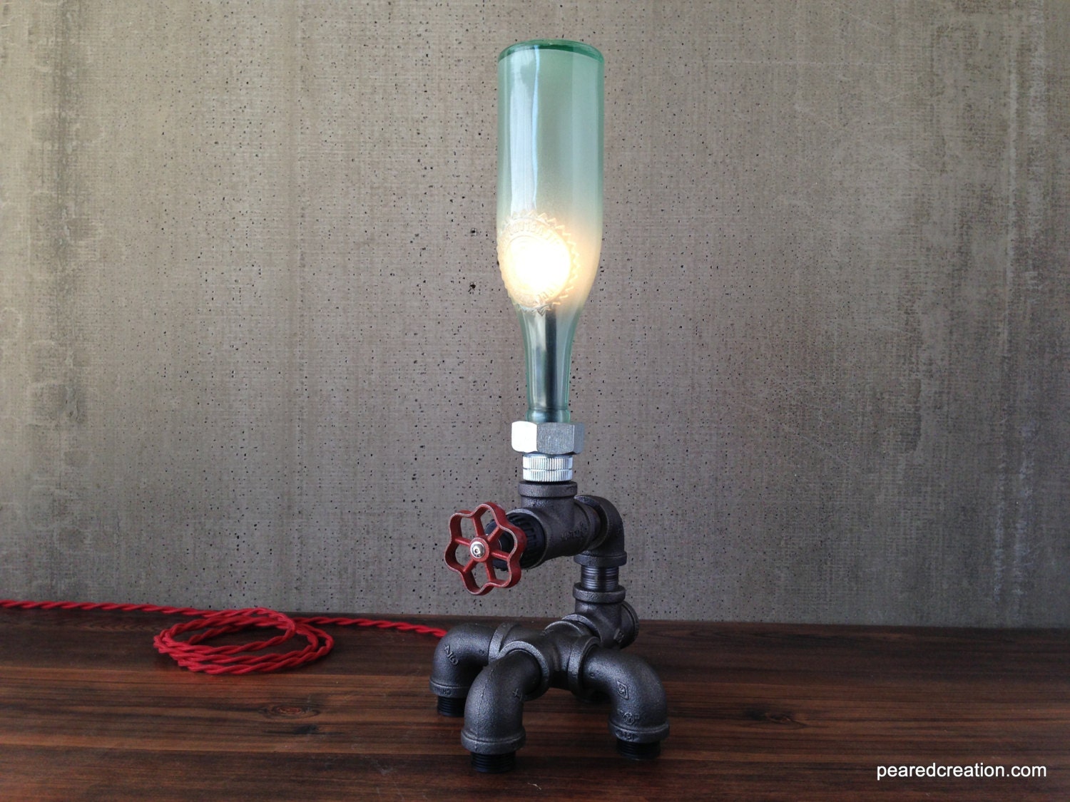 Beer Bottle Lamp - Industrial Furniture - Steampunk - Lighting