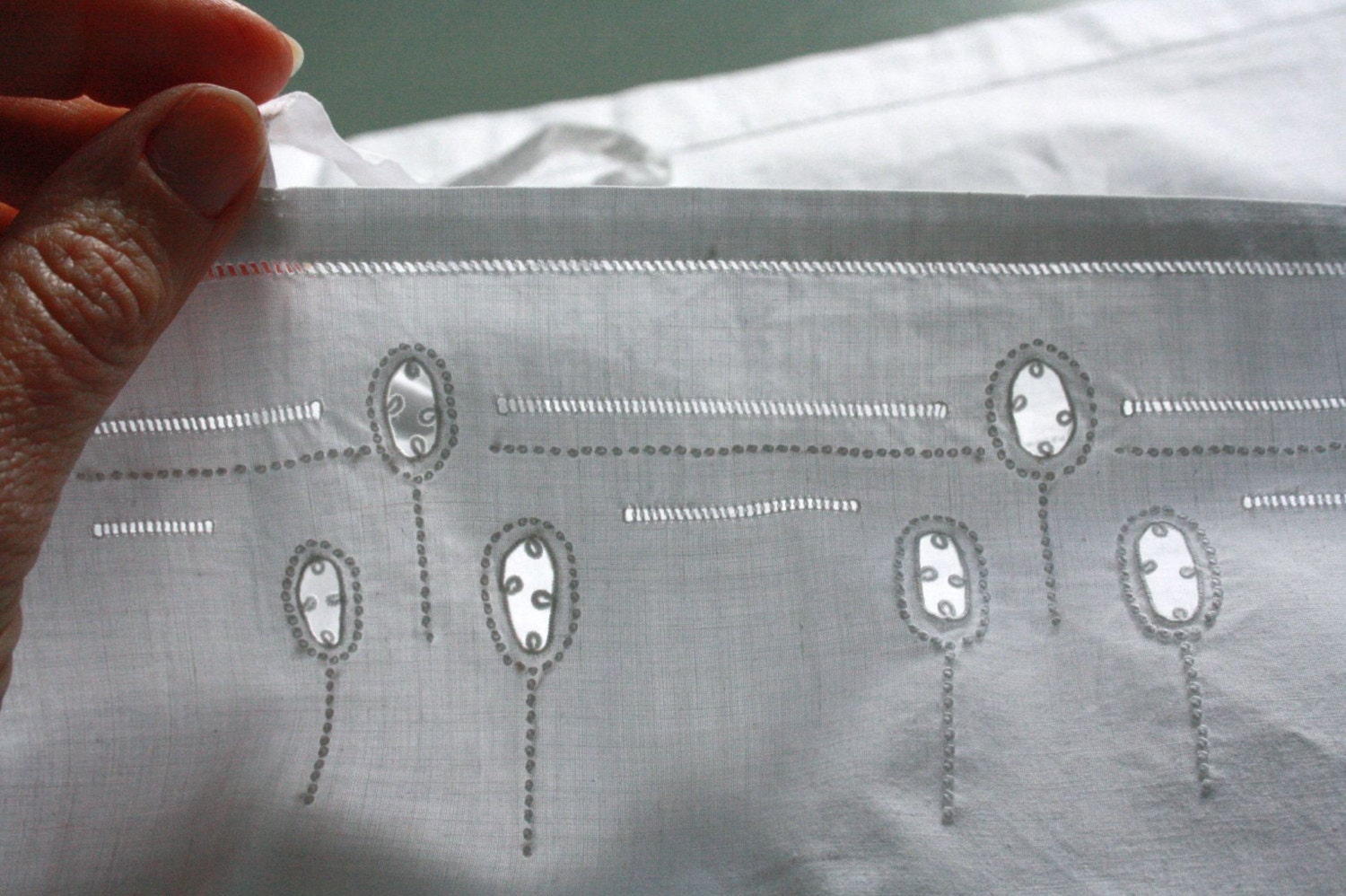 vintage hand made camisole, embroidered, white