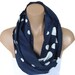 Chunky polka dot infinity scarf, More Colors Brown and White,  White Polka dot Navy Blue Scarf - Loop Scarf- Chiffon Infinity Scarf
