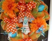 Orange Easter Mesh Wreath