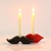 candle holder - Lips and mustache - made out of solid wood hand sanded and painted