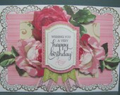 Handmade Wishing you a very Happy Birthday card with Anna Griffin 3D embellishment Paper Supplies Free Shipping