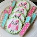 Girly Pink Owl Decorated Cookies and Number Cookies, pink and green party favors