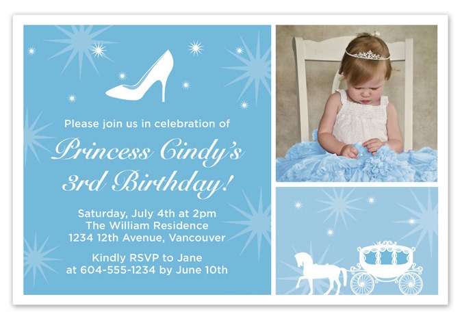 Disney Cinderella Birthday Invitation with Photo