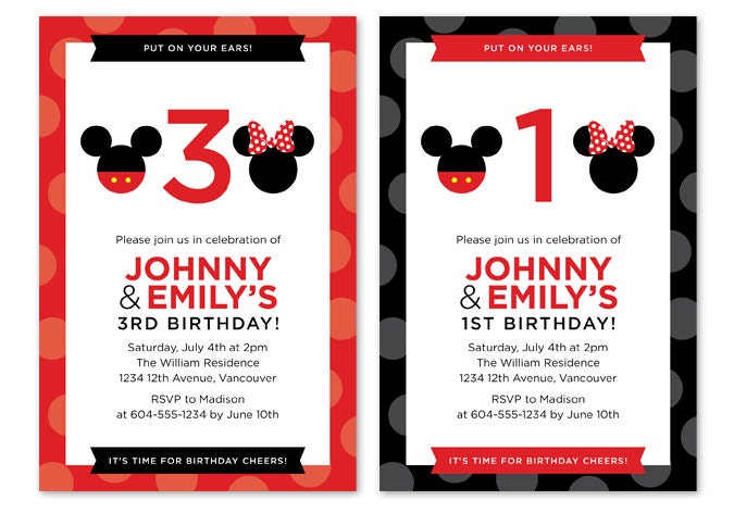 Disney's Mickey Mouse & Minnie Mouse Birthday Invitation