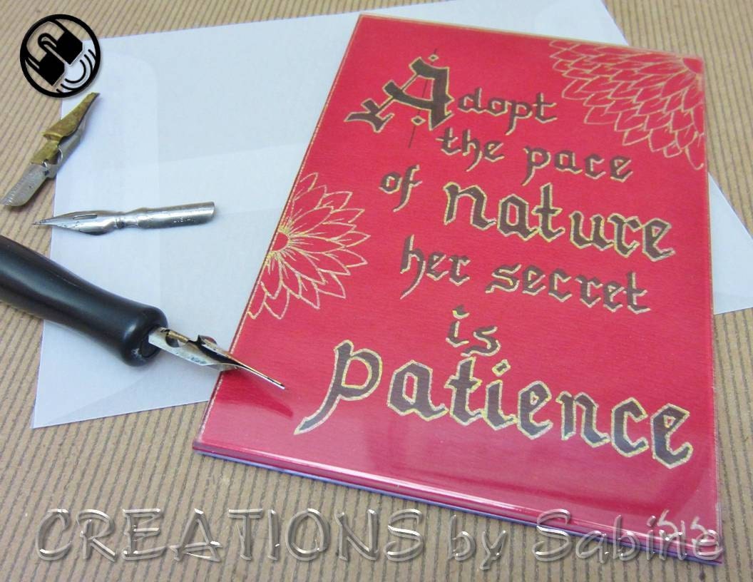 Magnet - Handwritten Calligraphy in Magnetic Frame, Original Art, Inspirational Frame, Red Gold 3.5x5", Magnet, Nature Quote, Saying