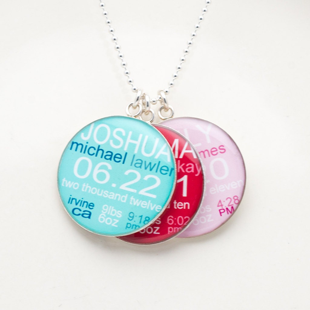 Baby Birth Necklace New Baby Announcement Subway Style Birth Announcement