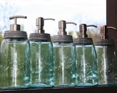 Blue Mason Jar Soap Dispenser with Metal Pump - Blue Quart Jar Lotion Bottle - Ball Mason Dispenser