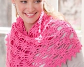 Crocheted shawl, lacy shawl, romantic shawl, crocheted wrap, lace wrap, CANDY PINK, ready to ship