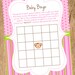 Pink Monkey Baby Shower Bingo Game Card - Printing Baby Shower Bingo File