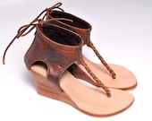 APHRODITE. Brown wedges. Leather sandals / leather high heels / wedges. Sizes: US 4-13, EUR 35-43. Available in different leather colors.