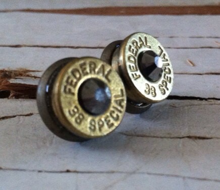 bullet earrings solid black dark crystal studs bridesmaid gift camo wedding hunter diamond 