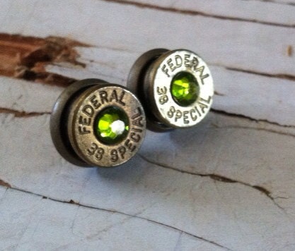 bullet earrings olivine bright green crystal studs bridesmaid gift camo wedding hunter diamond 