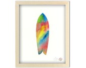 Original 8x10 Watercolor Surfboard