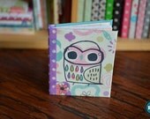 Miniature Sketchbook (M) - 'Owl in Purple' with blank pages (SD/MSD sized) for dolls