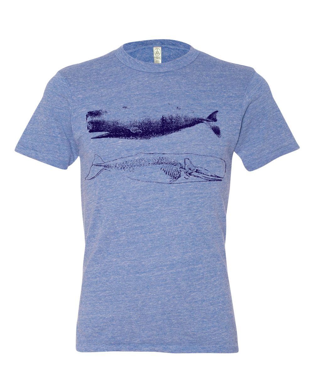 Unisex WHALE Skeleton Eco Jersey Crew neck Short Sleeve T-Shirt screenprint XXS S M L XL Mens Womens