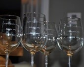Don't Even Ask, Rough Day, Easy Day Wine Glass Set of 4 Sand Carved (etched) Funny