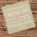 Burlap Wedding Invitation or Reception Thank you note