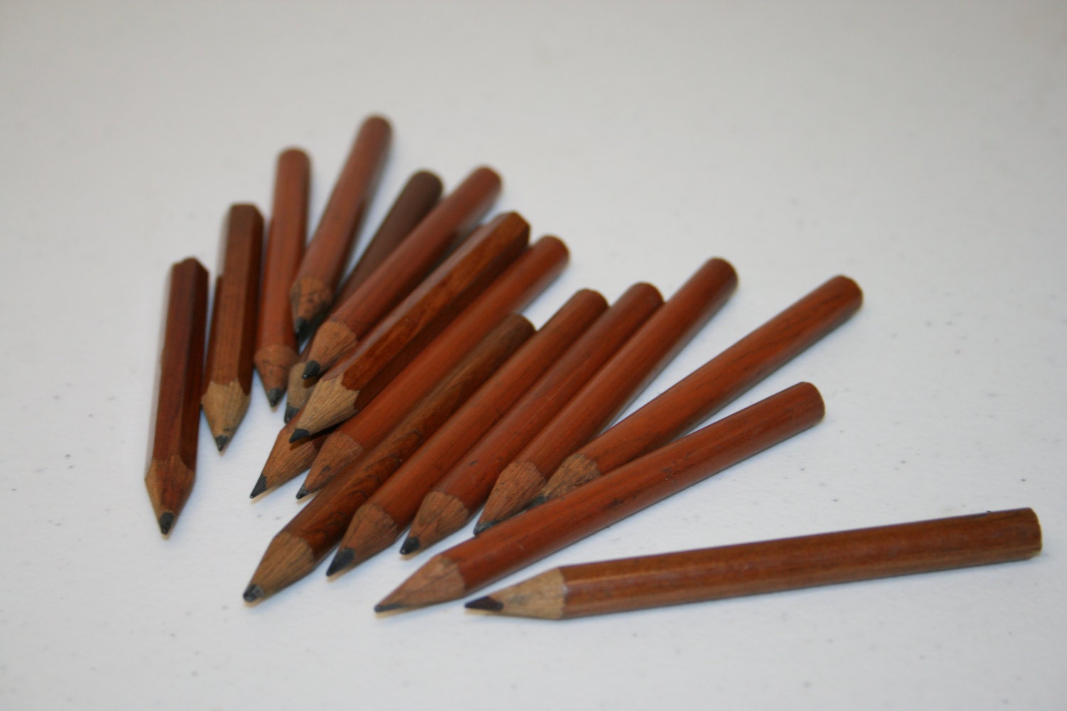 Mini retro pencils, vintage office chocolate brown wooden pencils art, miniature craft supplies art utensils