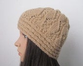 Beige Beanie Hat, Hand Knit Beanie Hat in Beige, Winter and Spring Fashion Accessories