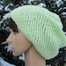 Hand Knit Hat, Oversized Slouch Hat in Lime Yellow, Swirl Knit Hat, Spring Accessories