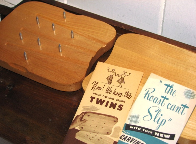 Vintage Cutting Board - The Roast Can't Slip - Carving Caddie - New Old Stock Circa 1949