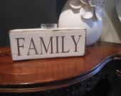 3 1/2 "x 3 1/2" x 8 1/2" FAMILY ... Wood modern  Rustic 1 votive   candle Holder