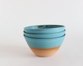Made to order: Modern pottery bowls, set of three colorful tableware, aqua, turquoise ceramic pottery - juliapaulpottery