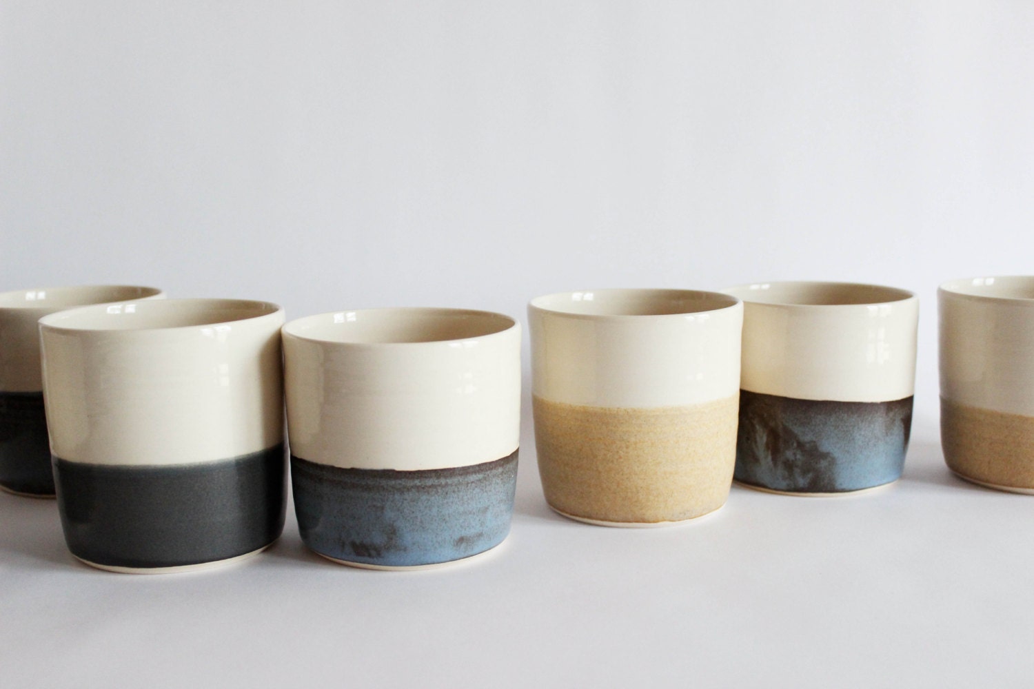 Experimental cup set, six pottery tumblers, horizon cup, if you are feeling adventuous. Made to order