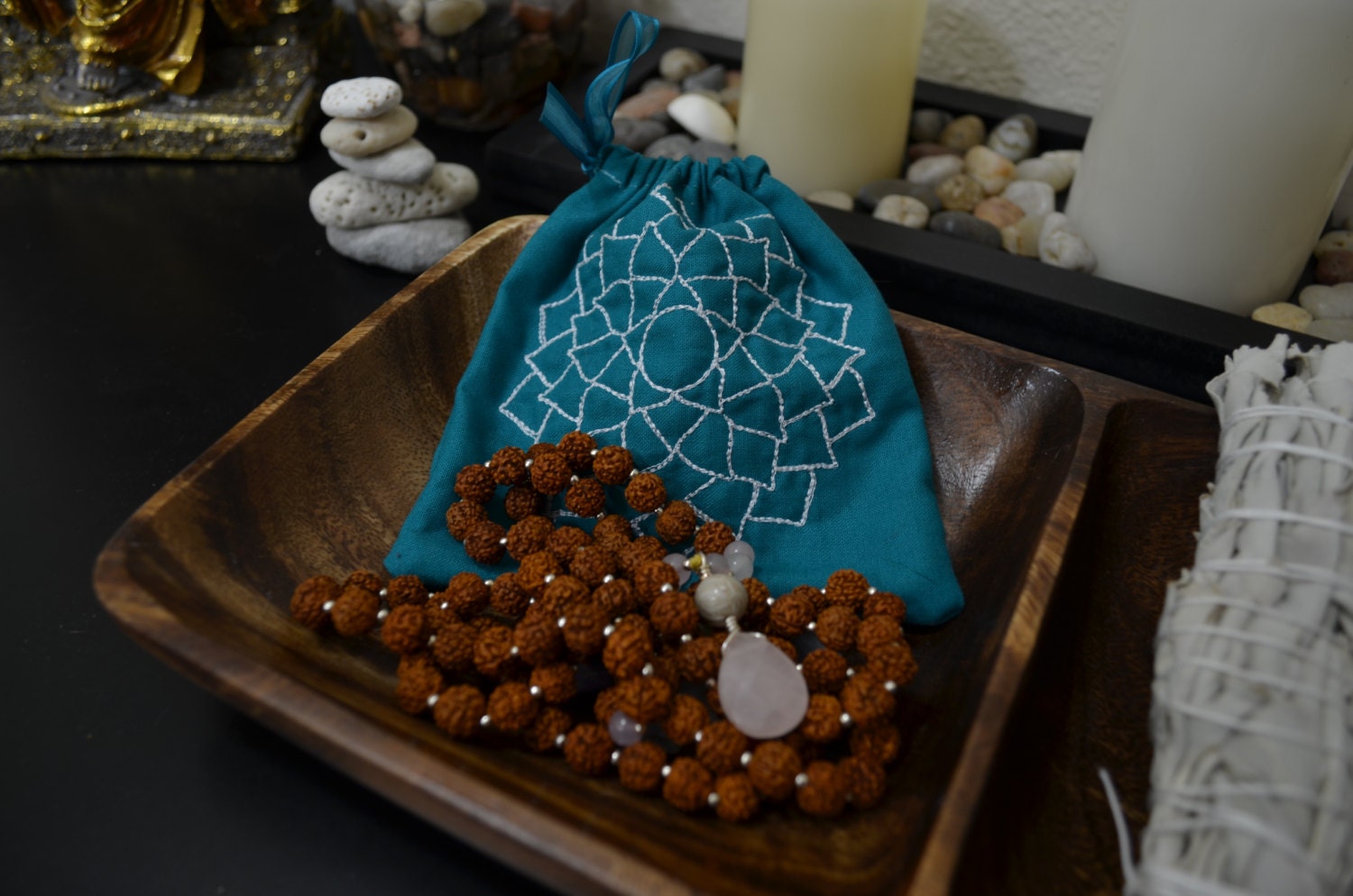 Small Embroidered Drawstring Chakra Bag