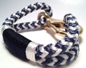 Blue & White Nautical Rope Bracelet with Navy  and White Wrap and a Bronze Clasp