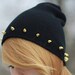 Studded spiked BEANIE black red green navy