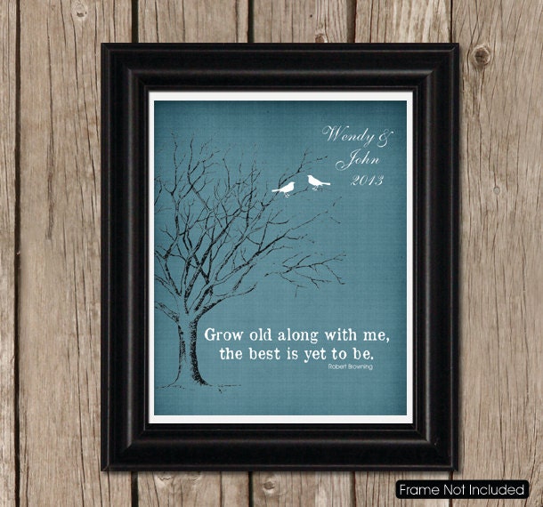 The BEST is yet to be, WEDDING Tree Print, Personalized Couples Art Gift, Vintage Image, 8x10