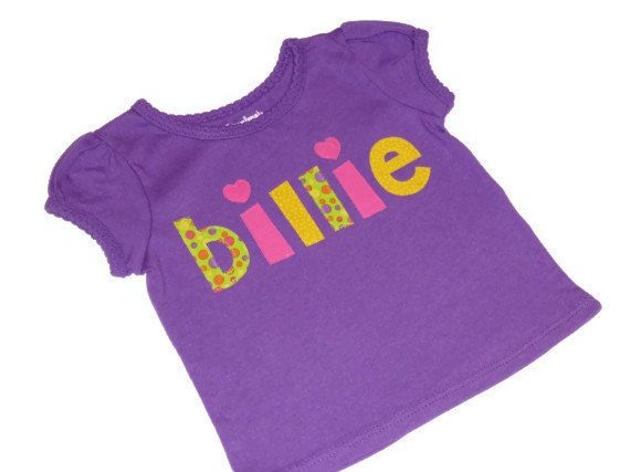 Personalized Shirt, Custom Girls Birthday T-Shirt, Onesie or Bodysuit with Appliqued Name, Kids/Childrens/Toddler/Baby Clothes