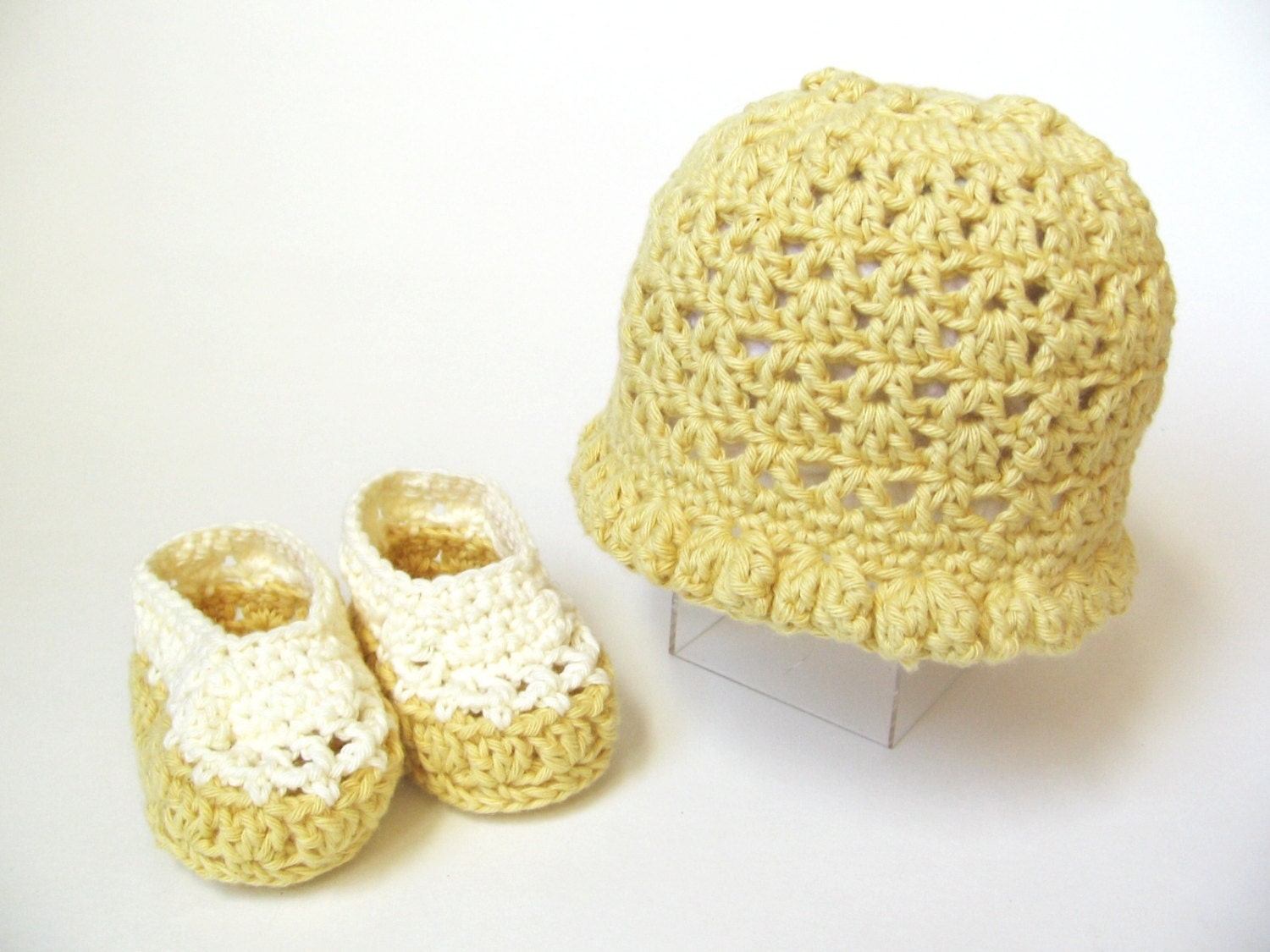 Custom Organic Baby Hat Crochet Baby Booties Made to Order Crochet Baby Hat Girls Summer Hat and Shoes Eco-friendly - LemonLaneOrganics