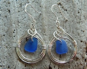 Celtic Sterling Silver Cobalt Sea Glass Earrings