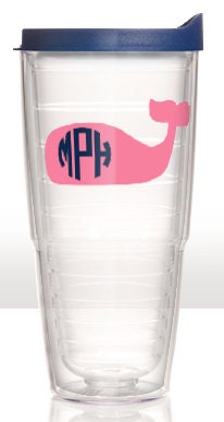 Monogrammed Whale Tervis Tumbler - NOT VINYL