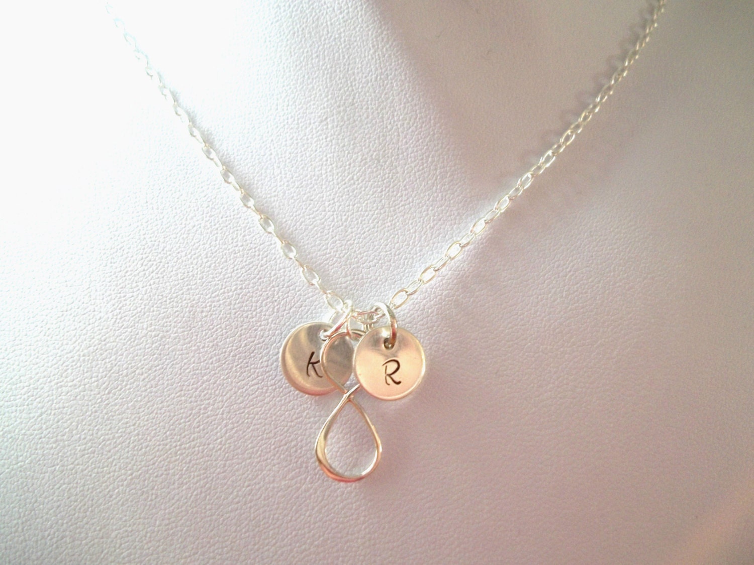 Personalized Infinity Necklace w/ Two Initials -- Sterling Silver, Bridal Necklace, Couples Necklace, Mother's Necklace --  MADE TO ORDER