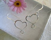 Small Sterling Silver Wire Heart Earrings with Sterling Silver Ear Wires