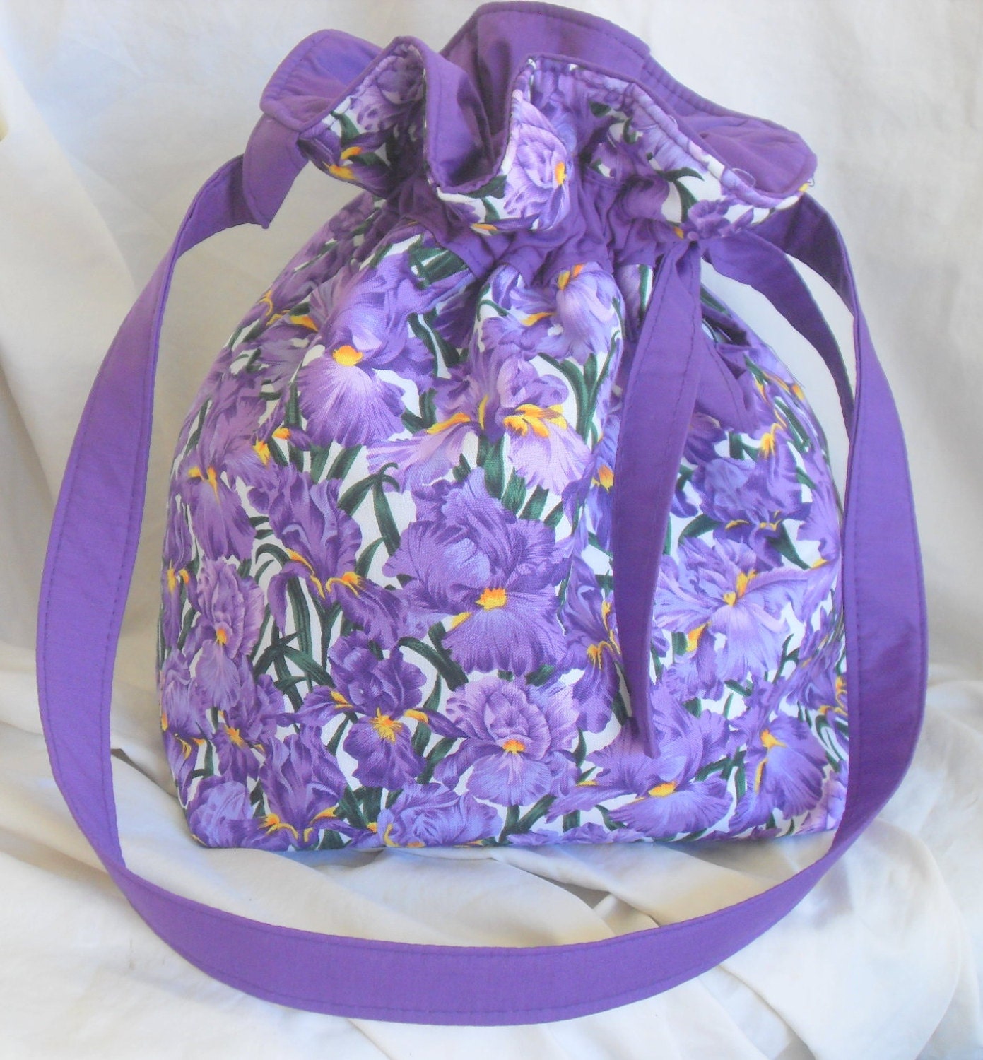 Project Bag Sock Knit Drawstring Yarn Iris Purple 2 Yarn Guides