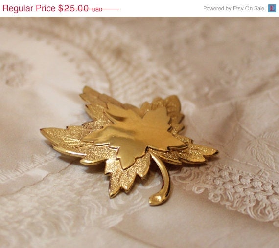 10% OFF Vintage Gold Maple Leaf Brooch By Monet
