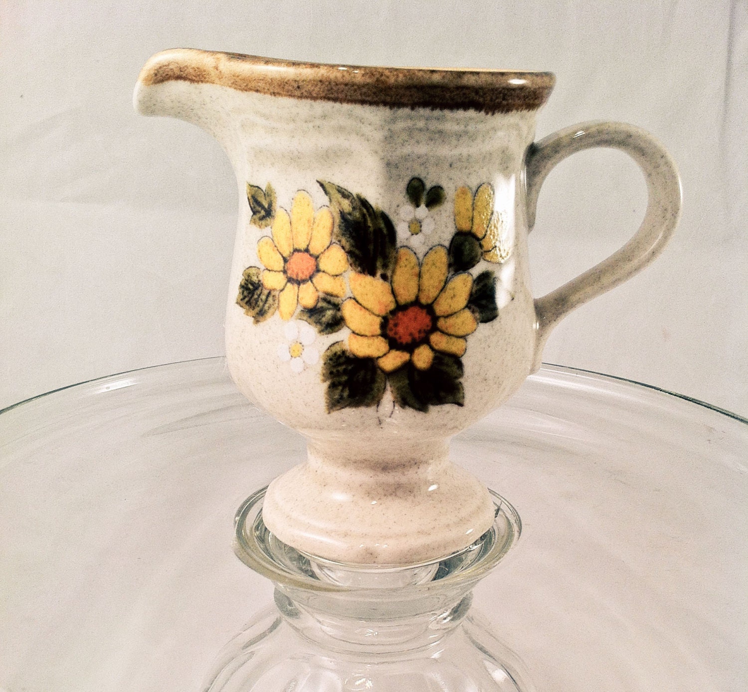 Vintage Recycled Mikasa Stoneware Garden Party Creamer Handmade Scented Soy Candle