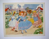 Vintage 1930's Nursery Rhyme Print, Georgie Porgie